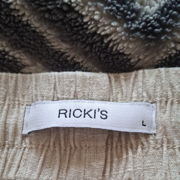 Ricki's Cropped Linen-Color Viscose & Linen Trousers | Women’s L | Lightweight - Picture 2 of 7